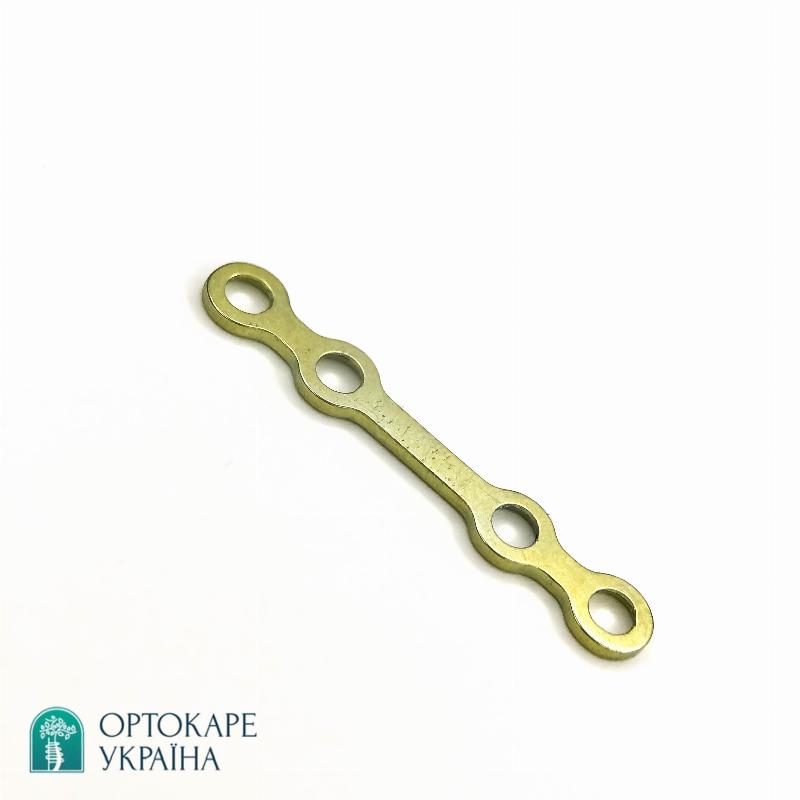 Пластина пряма з 4 отворами, перемичка 12 мм, товщина 1,0 мм